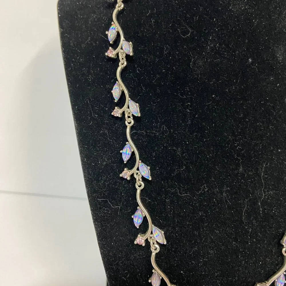 Iridescent Crystal Floral Statement Necklace - Picture 7 of 14